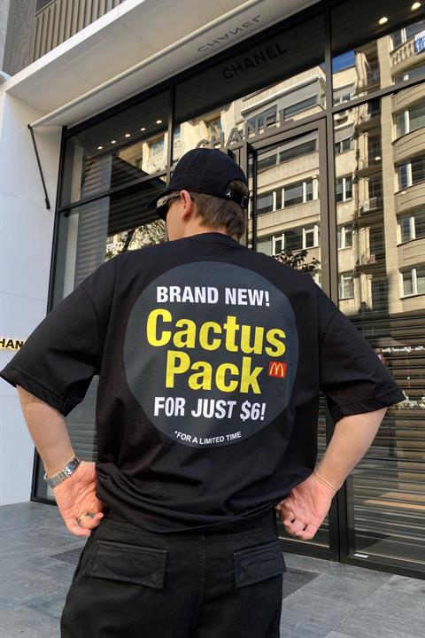 Cactus Pack Siyah Oversize Tshirt T633