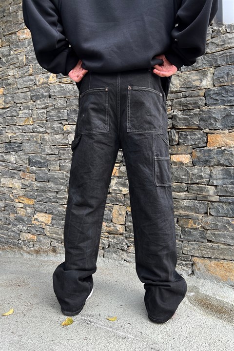 Dikiş Detay Siyah Jean Pantolon P497