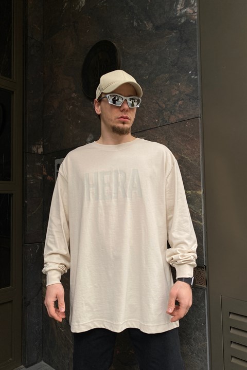 Hera Krem Uzun Oversize Sweatshirt SW752