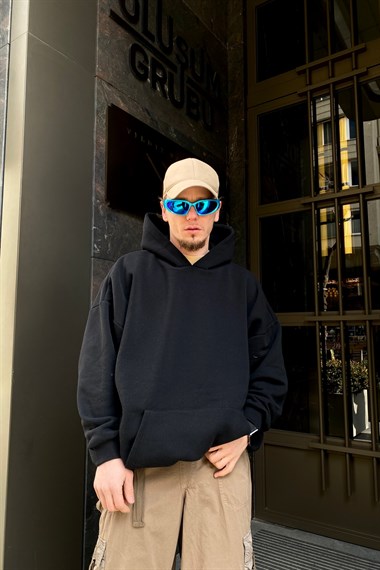 Baskılı Siyah Oversize Sweatshirt SW853