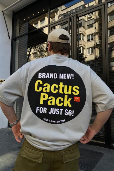 Cactus Pack Krem Oversize Tshirt T632