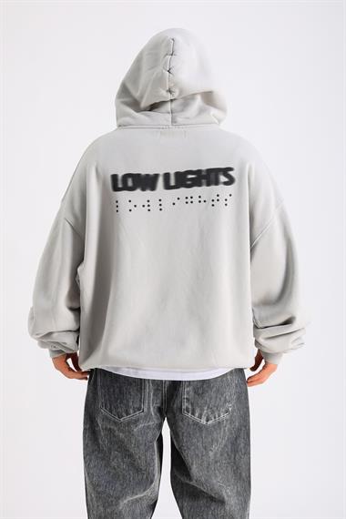 LLS Baskılı Gri Oversize Hoodie SW1258 - Jr.crime