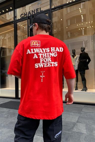 MCD Kırmızı Cactus Jack Oversize Tshirt T580