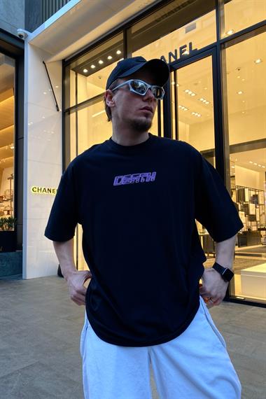Siyah Baskılı Oversize Tshirt T527