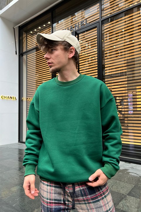 Yeşil Baskılı Oversize Sweatshirt SW660