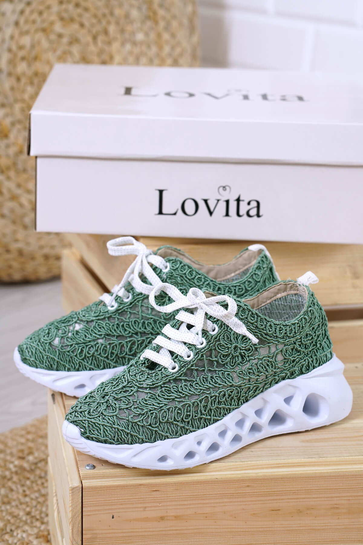 Luigi Örgü Kadın Spor Ayakkabı Yeşil - Lovita