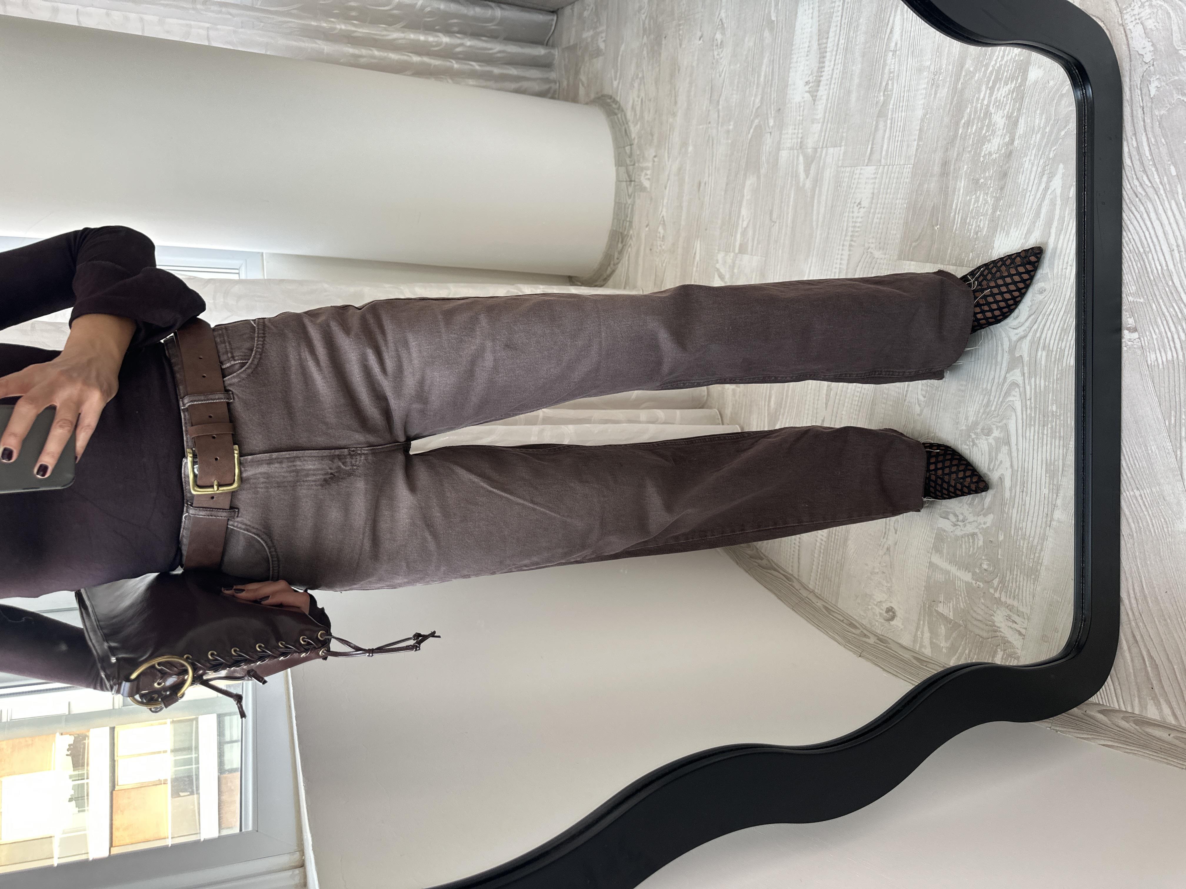 Kahverengi Yıkamalı Straight Paçası Kesik Jean