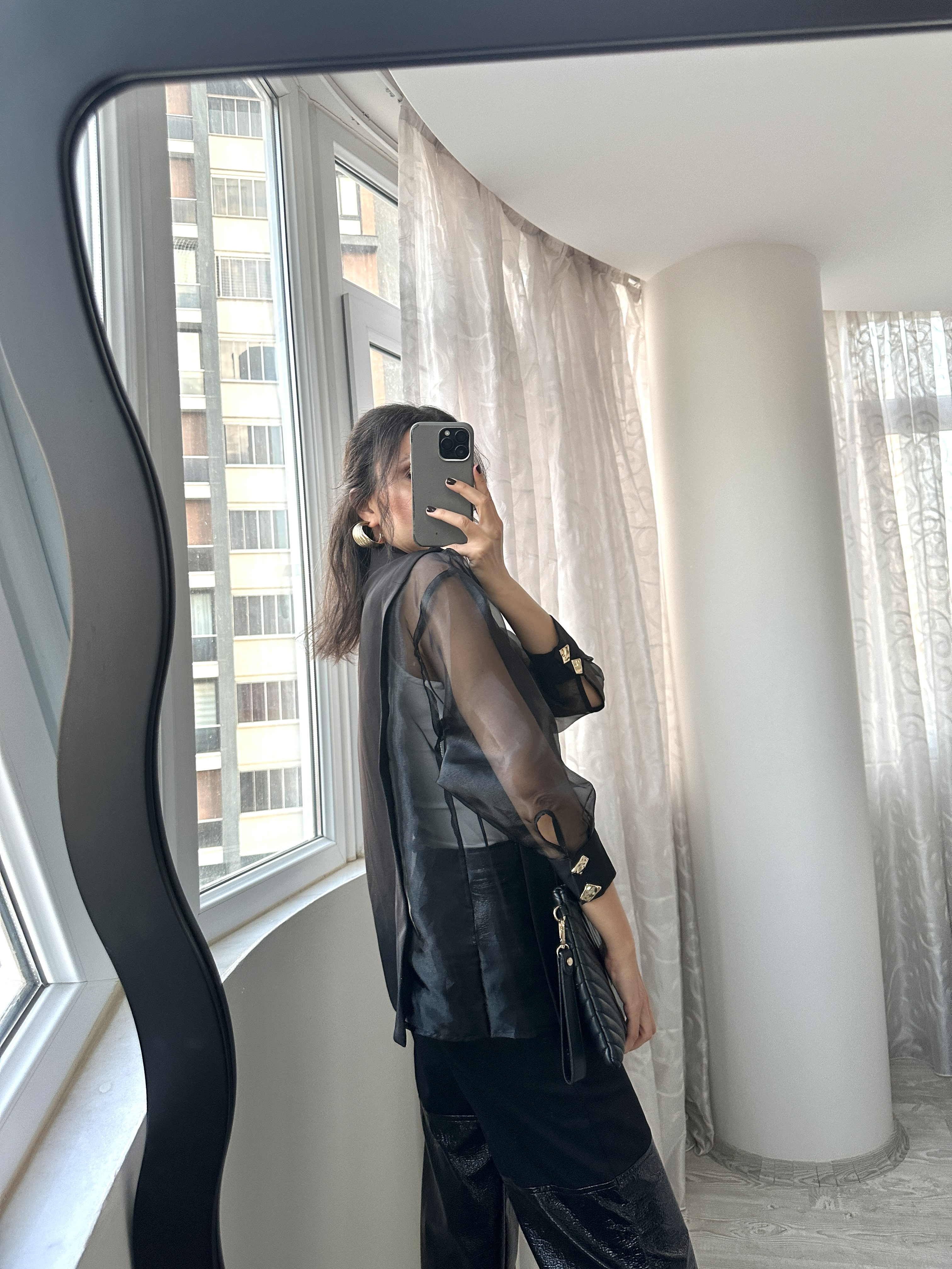 Siyah Organze Detaylı Blazer Ceket