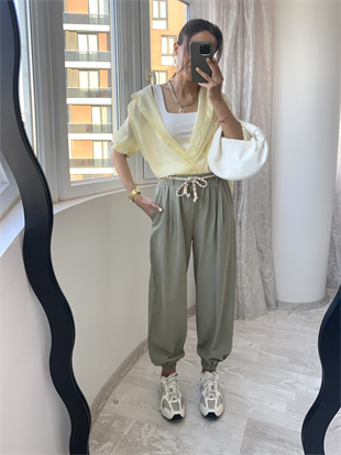 Mint Beli Lastikli Jogger Pantolon