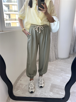 Mint Beli Lastikli Jogger Pantolon