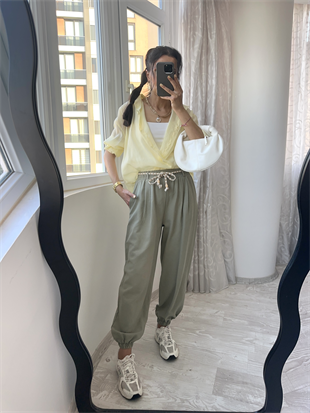 Mint Beli Lastikli Jogger Pantolon