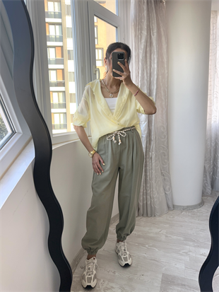 Mint Beli Lastikli Jogger Pantolon
