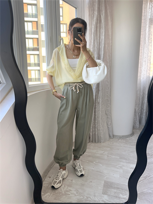Mint Beli Lastikli Jogger Pantolon