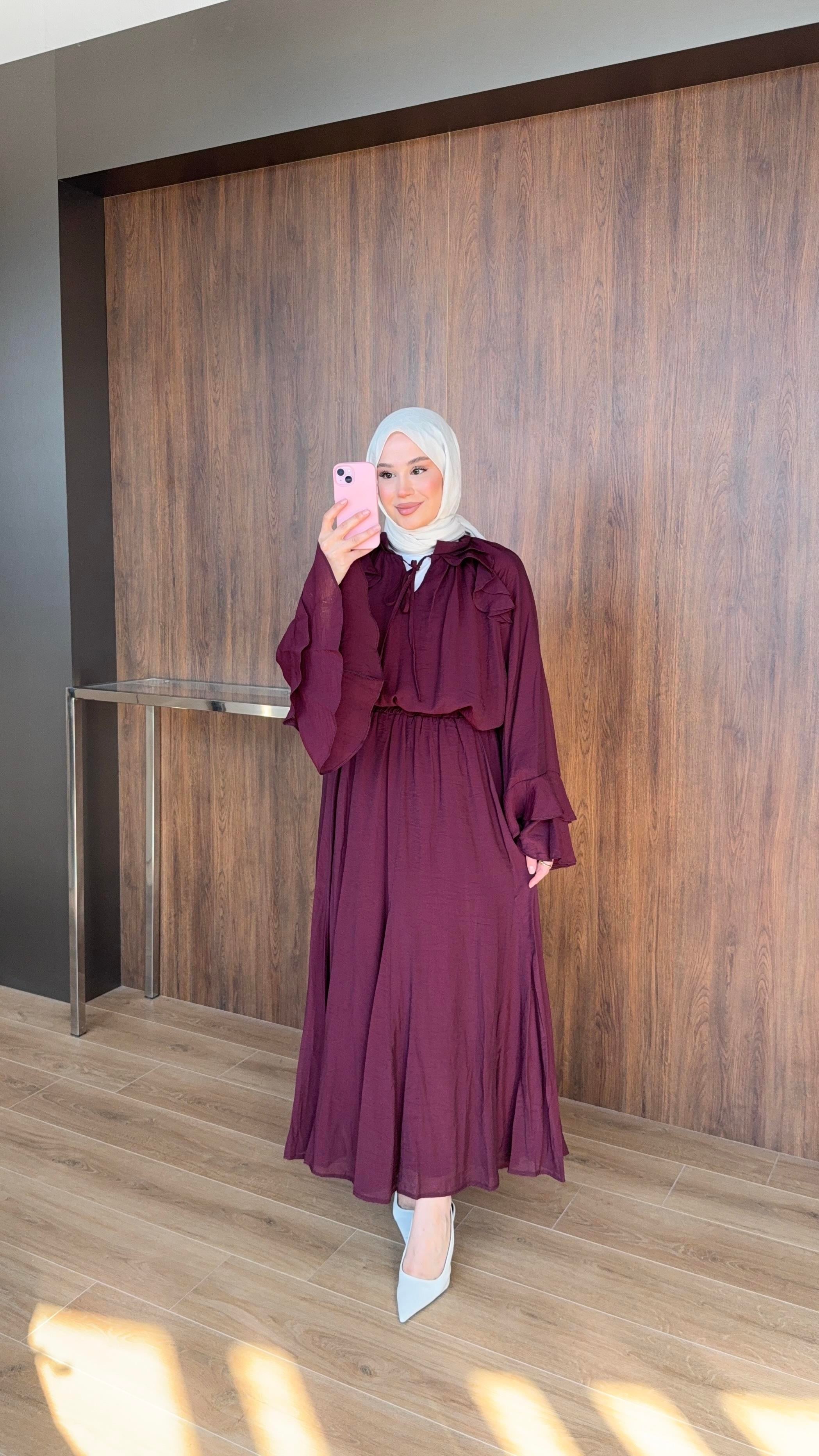 Raya Tül Modal Takım - Bordo