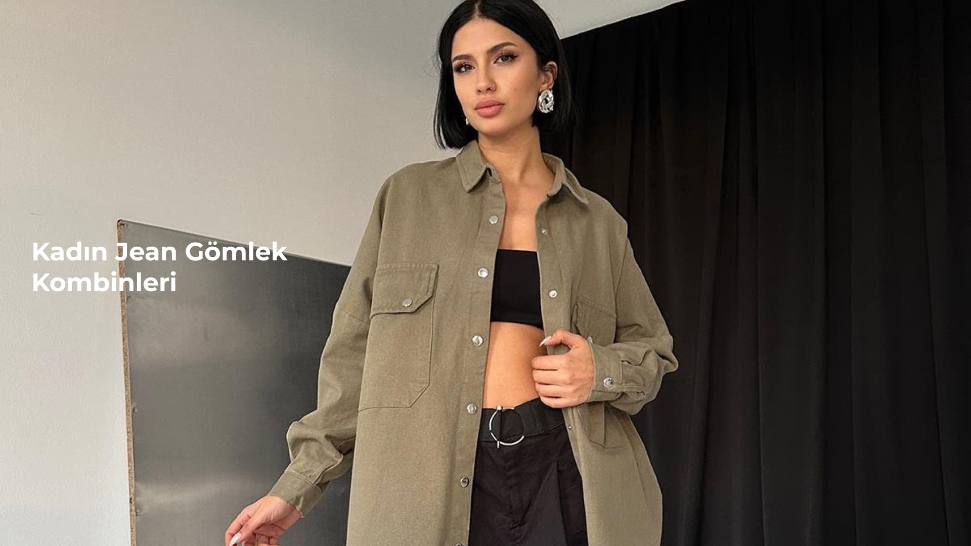 Kadın jean gömlek kombinleri