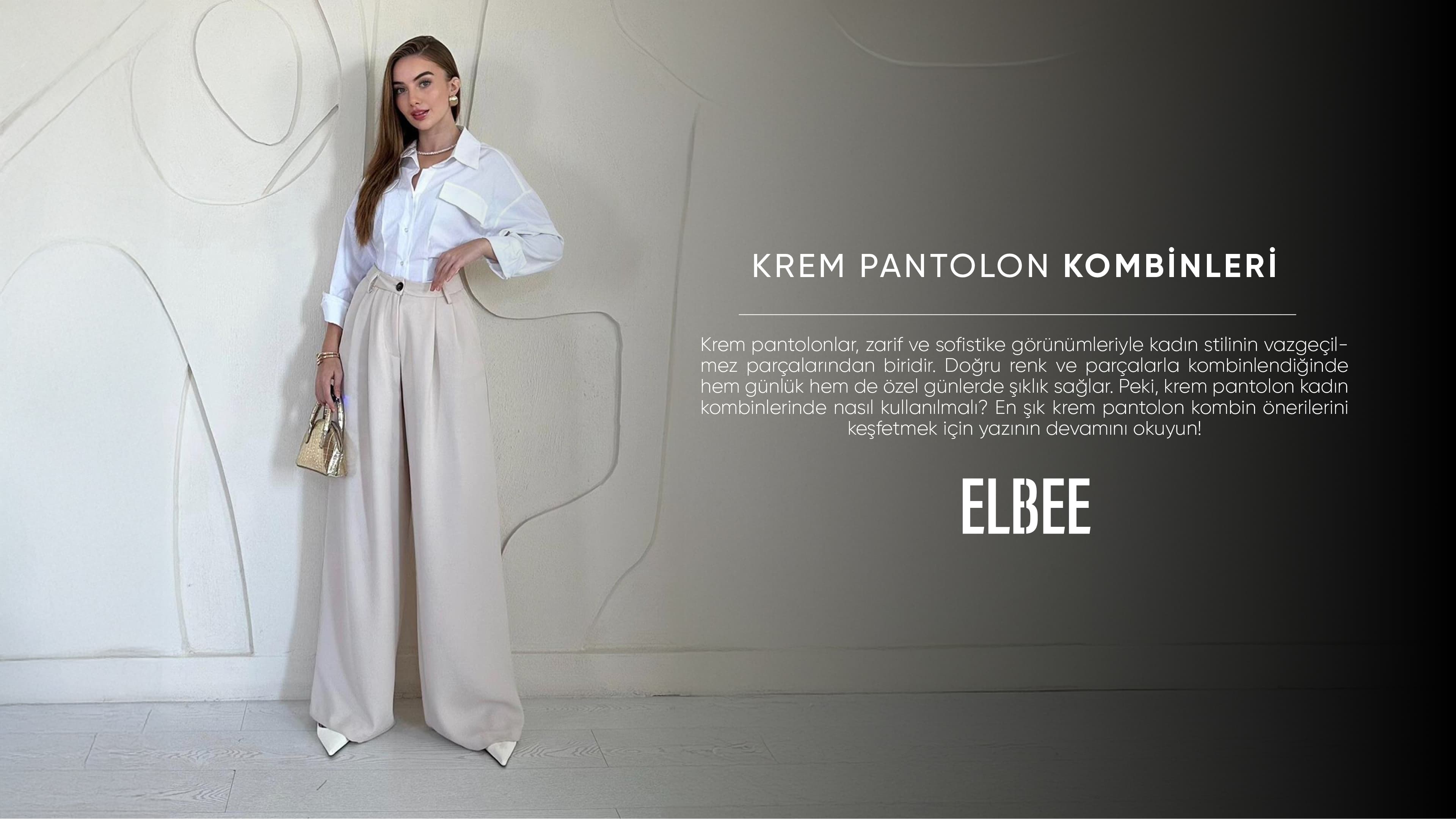 krem pantolon kombinleri kadın