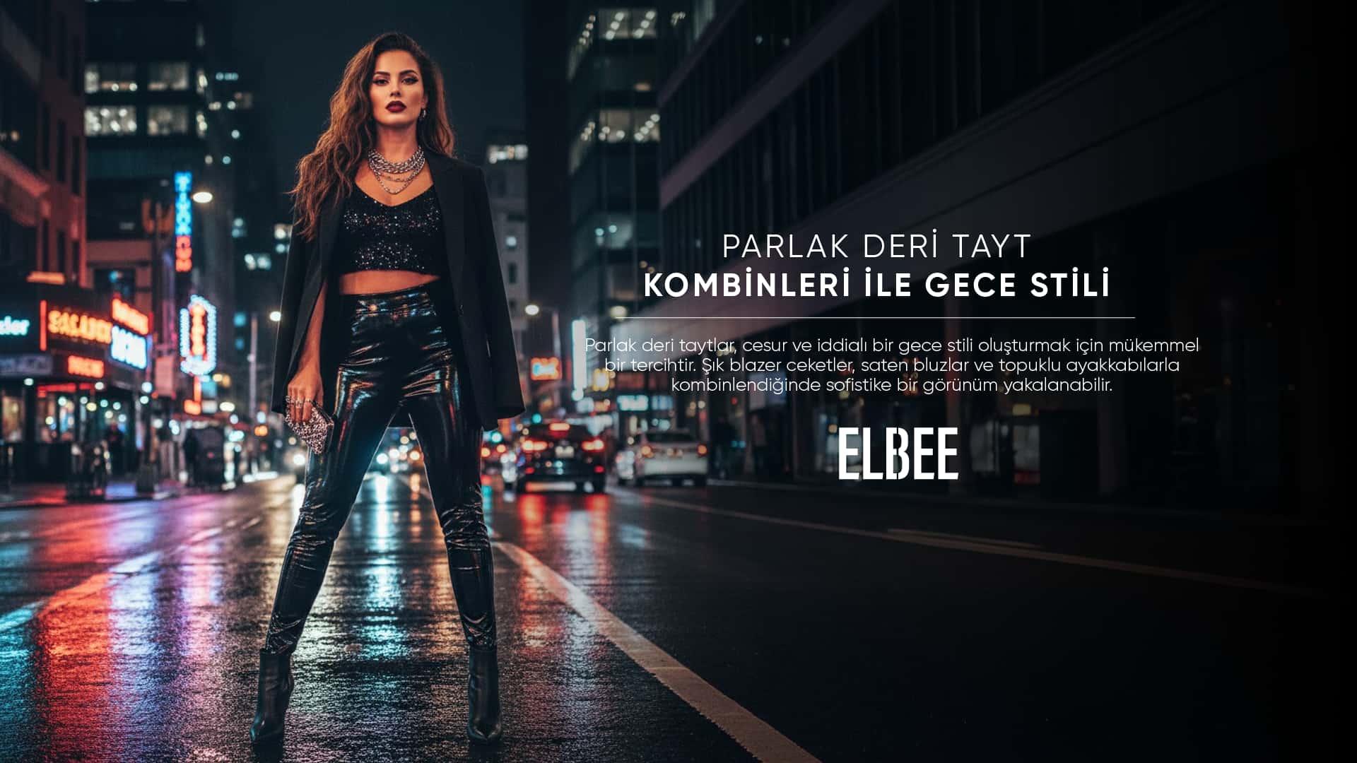 Parlak Deri Tayt Kombinleri