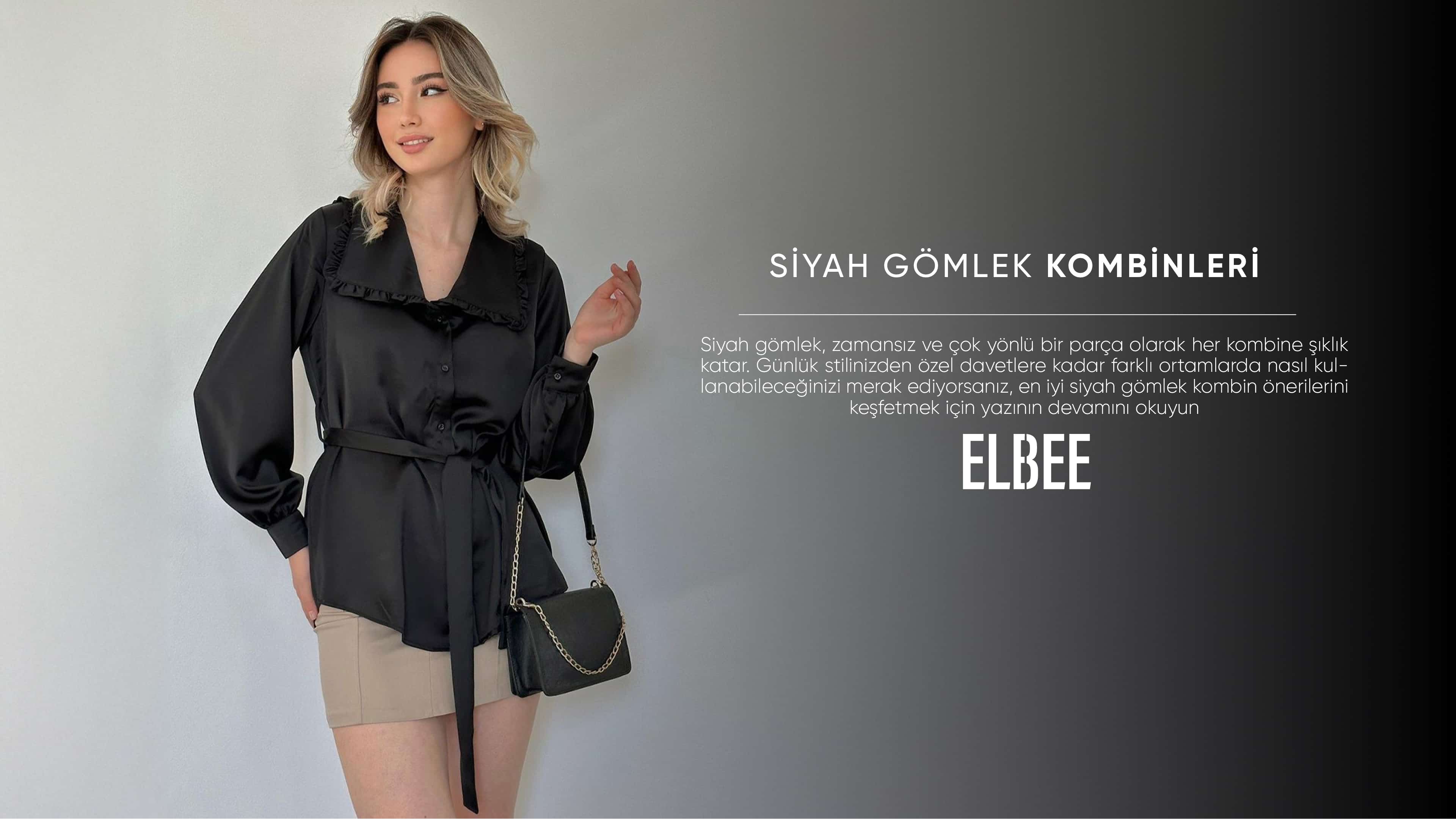 Siyah Gömlek Kombin Kadın