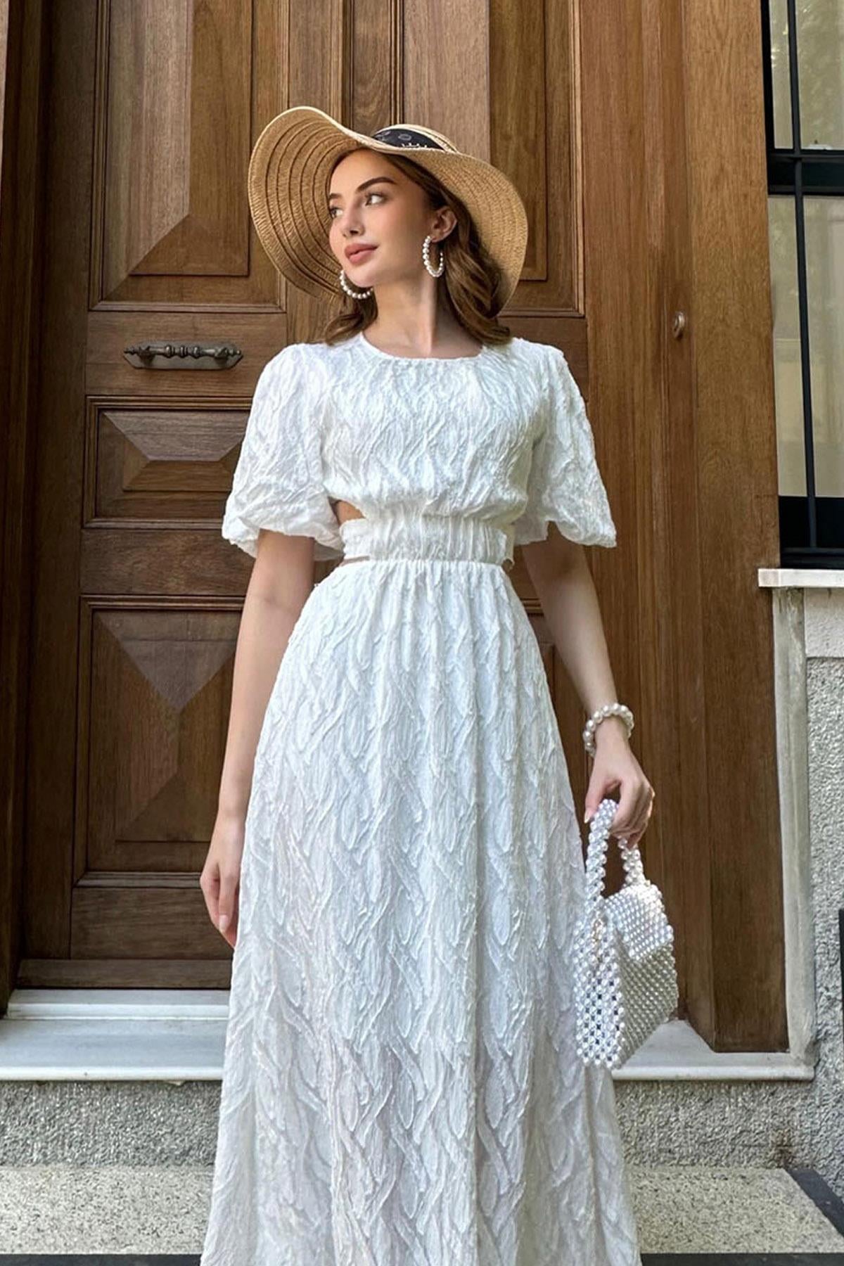 Balloon Sleeve Belted Dress