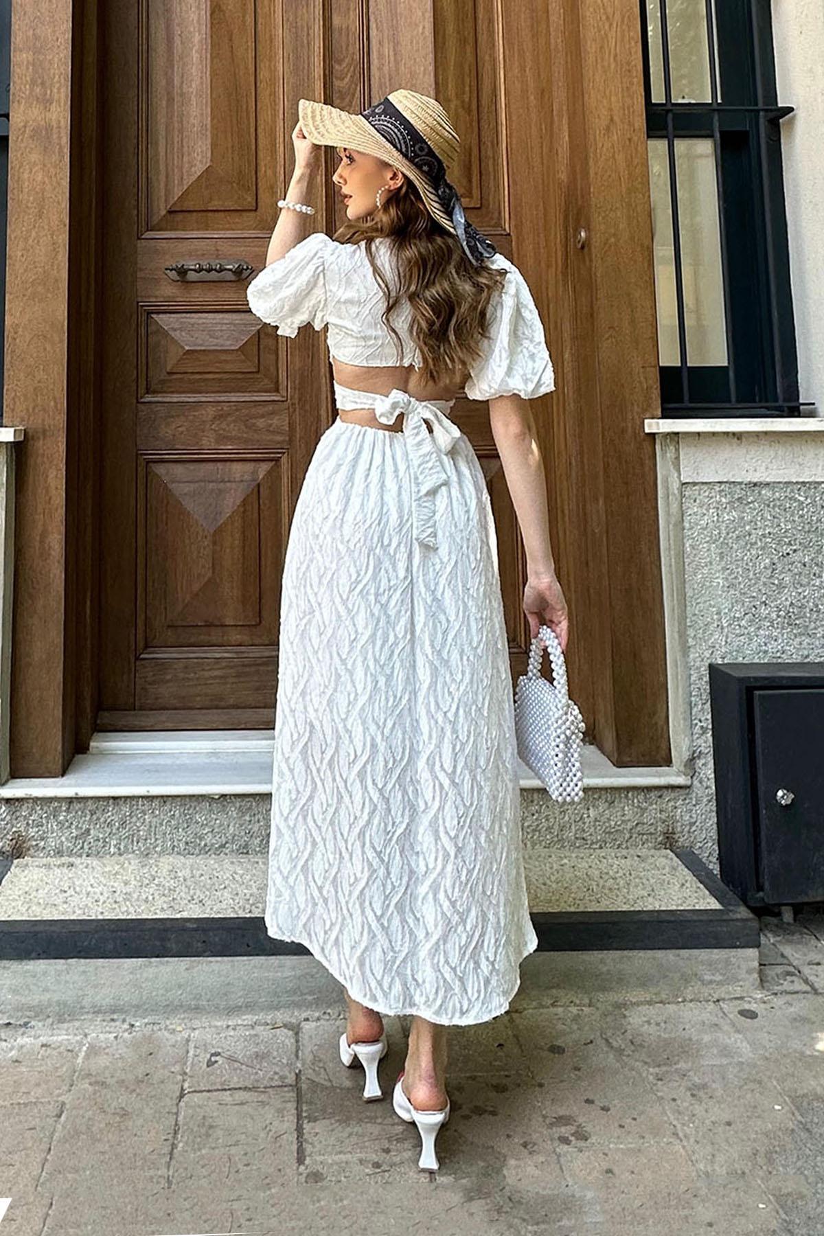 Balloon Sleeve Belted Dress