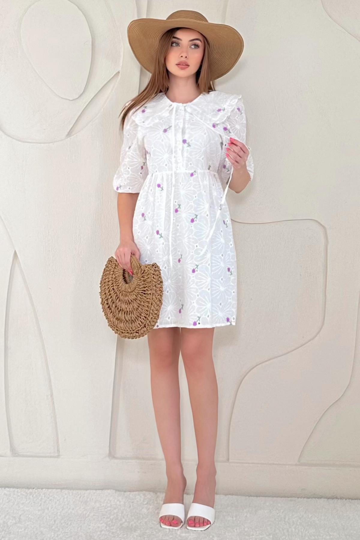 Baby Collar Embroidered Dress