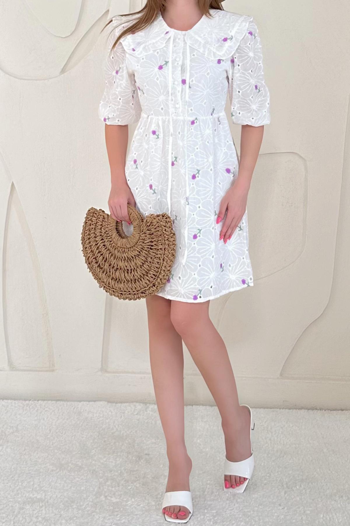 Baby Collar Embroidered Dress