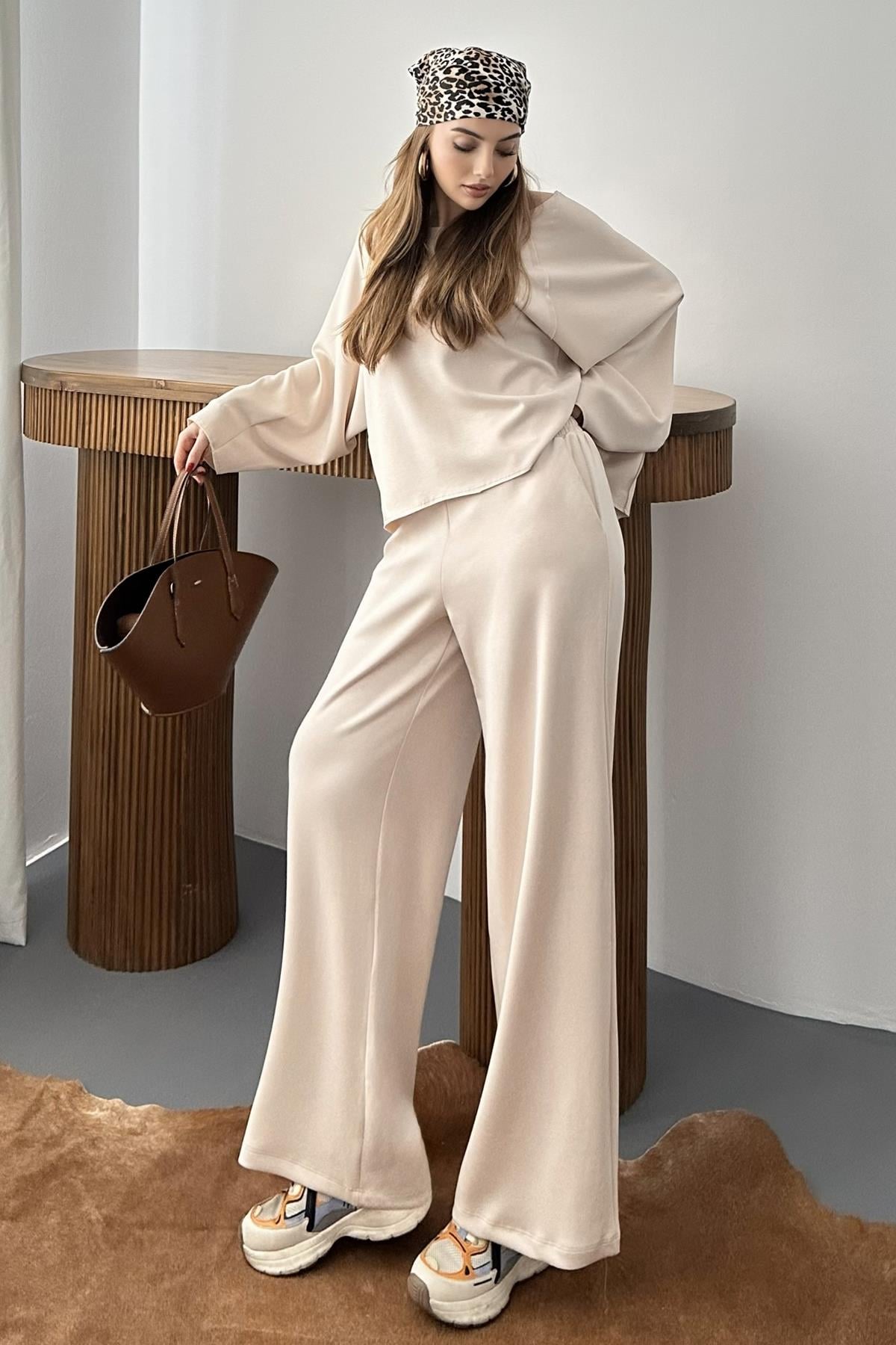 Bej Oversize Kalıp Modal Takım