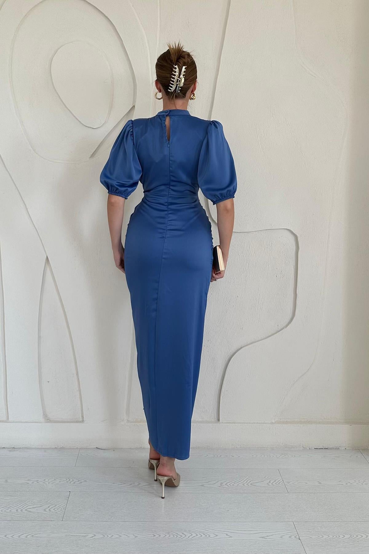 Gathered Satin Dress
