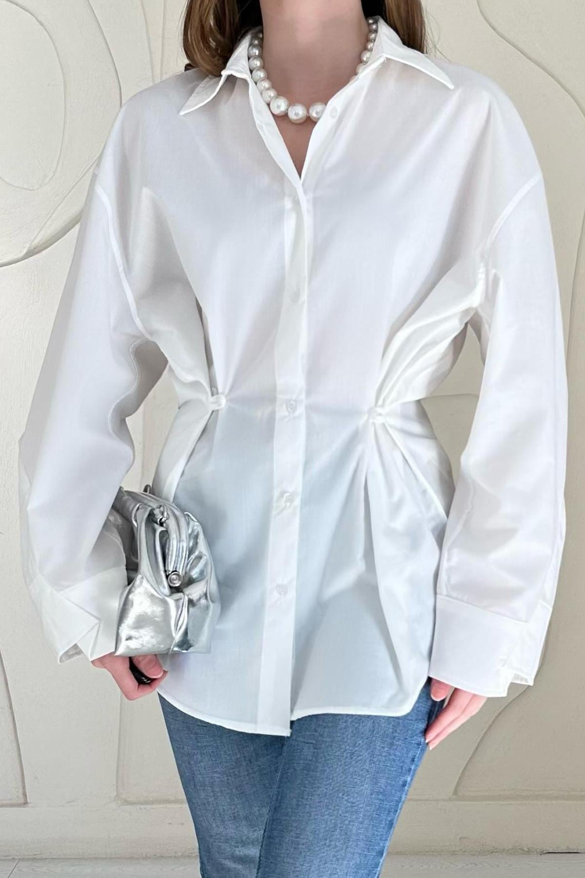 Poplin Shirt with Button Detail