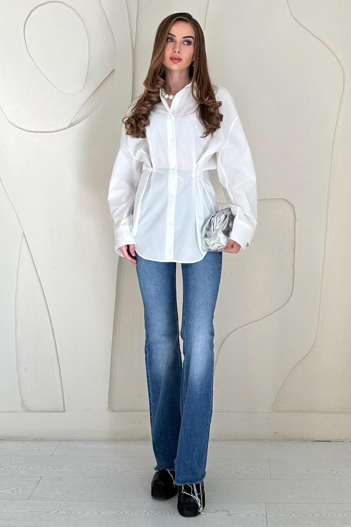 Poplin Shirt with Button Detail