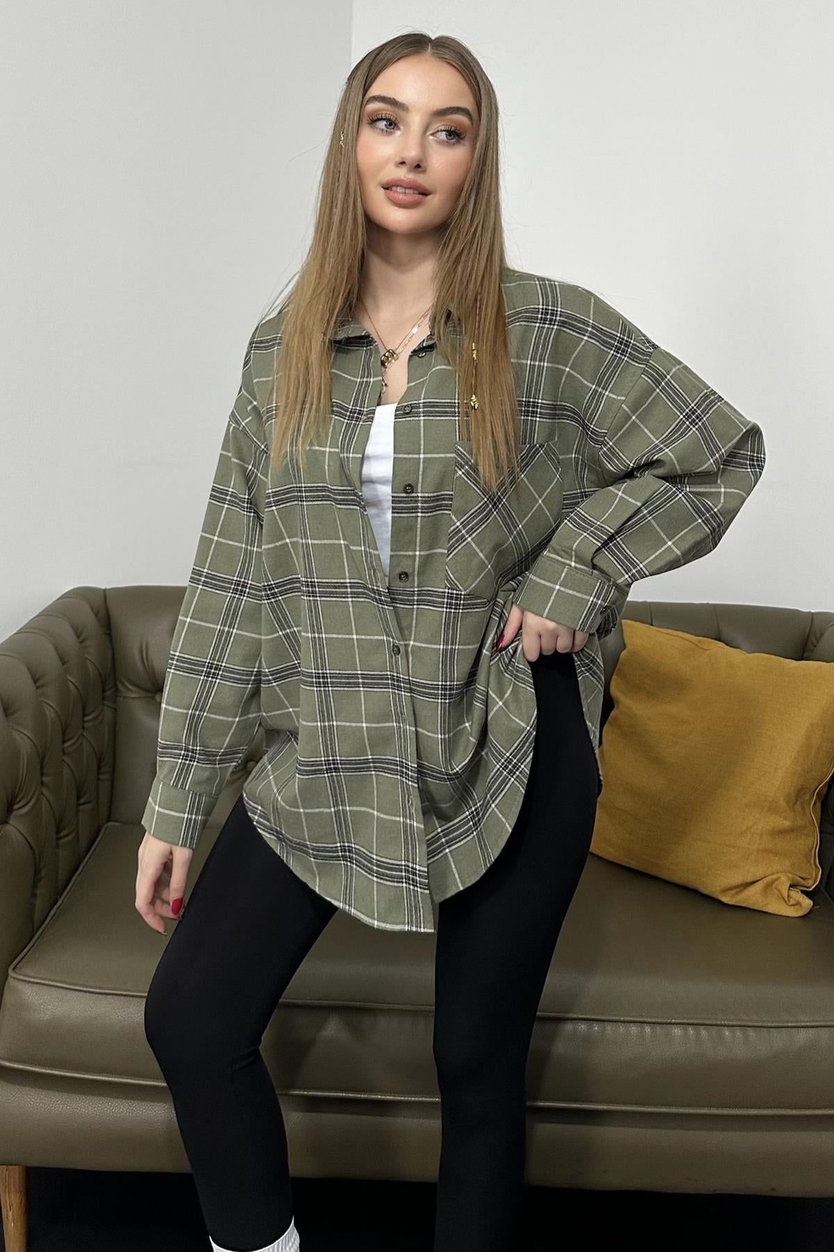 Yeşil Ekose Desenli Gömlek