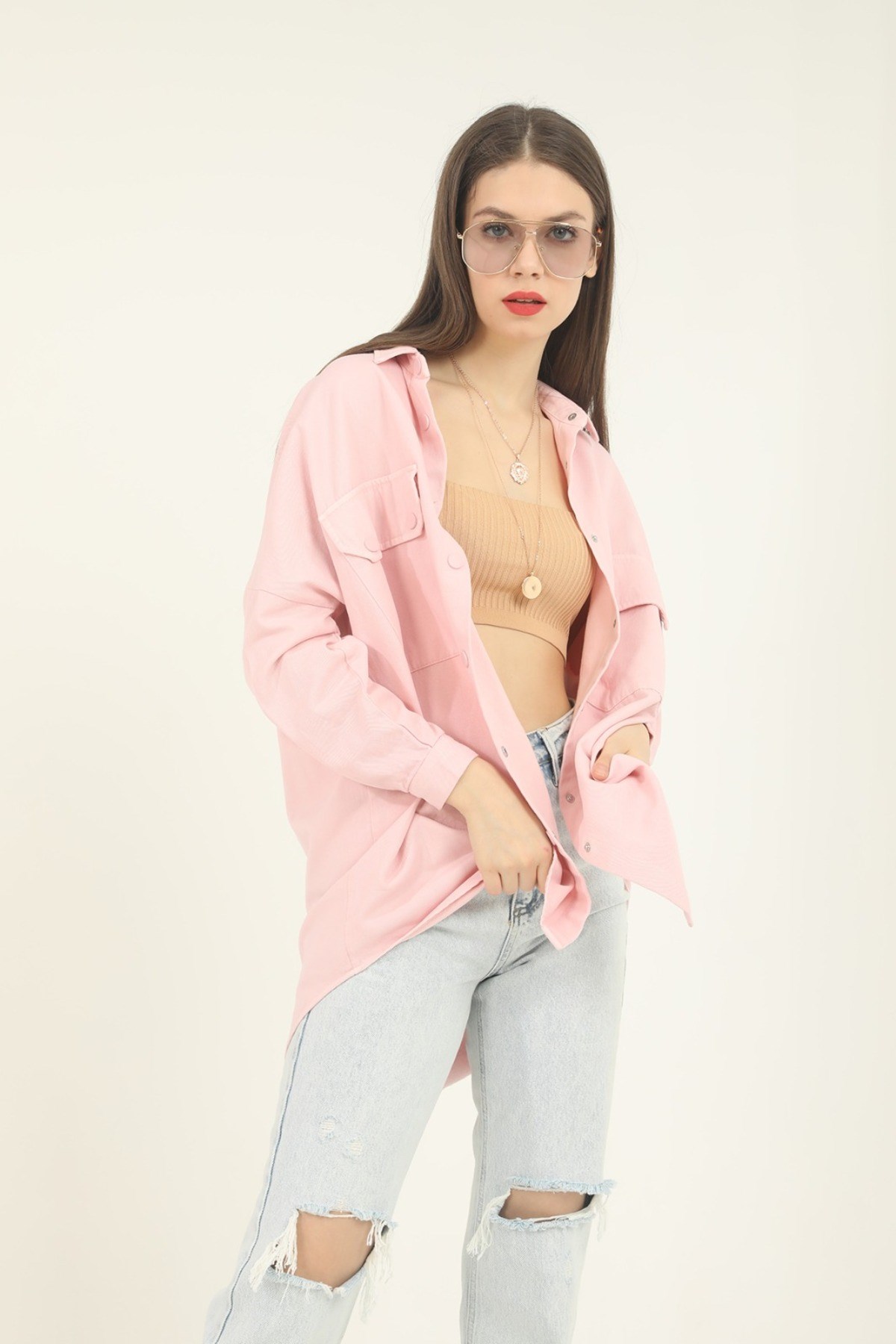 Pembe Cepli Gömlek