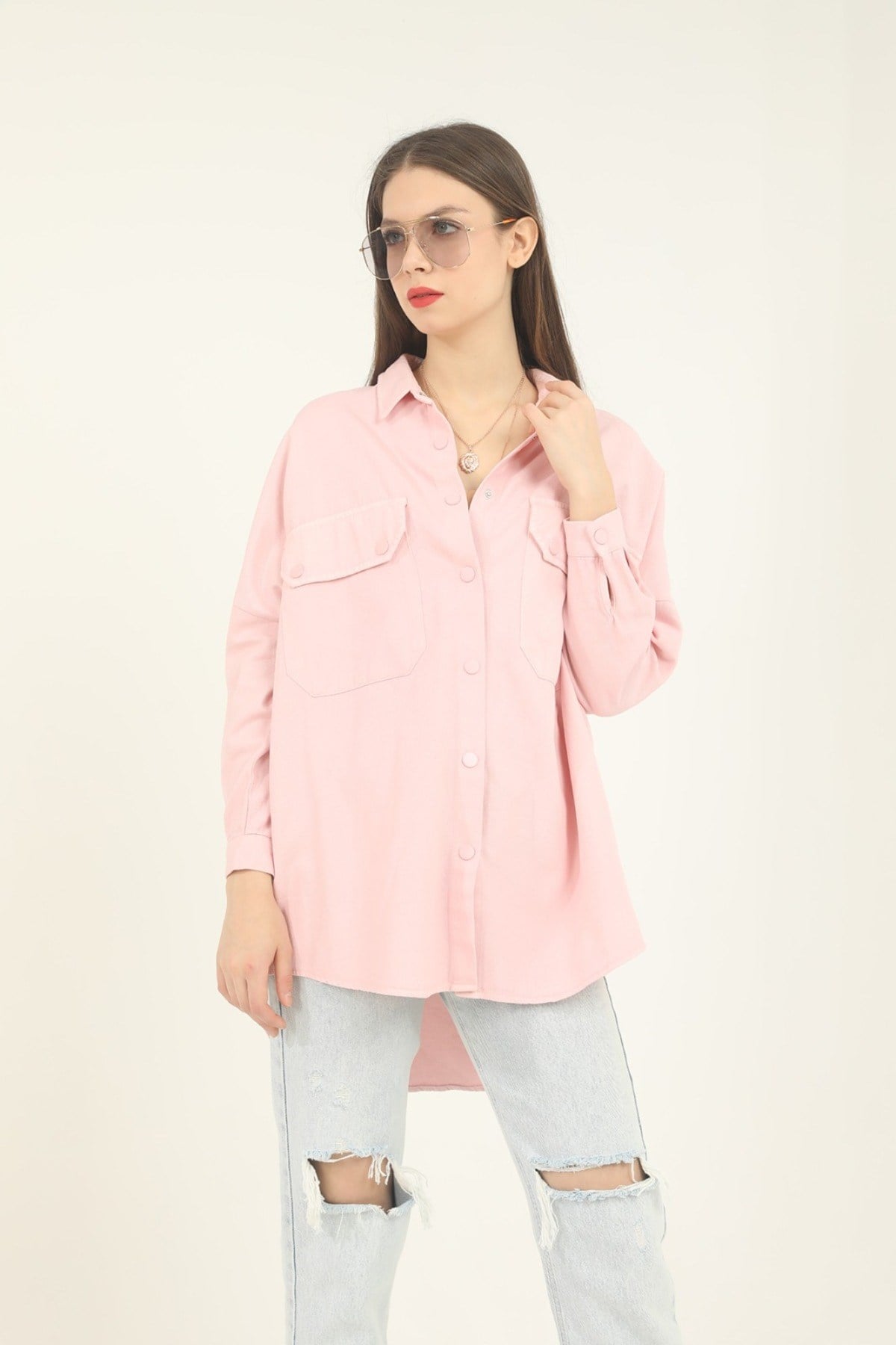 Pembe Cepli Gömlek