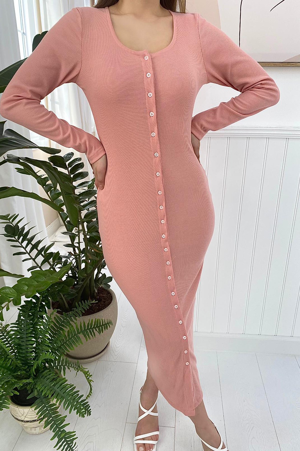 Pembe Kaşkorse Elbise