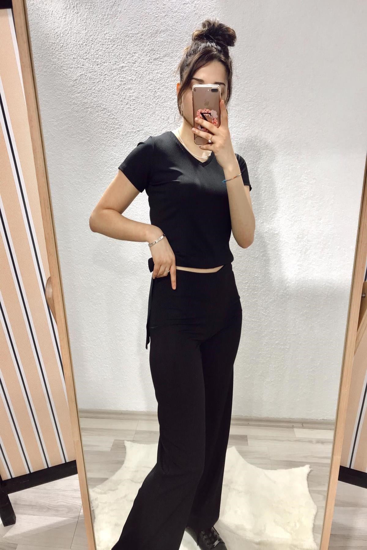 Siyah T-Shirt ve Pantolon Eşofman Takım