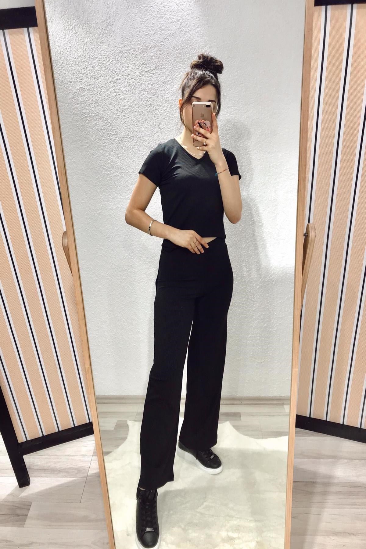 Siyah T-Shirt ve Pantolon Eşofman Takım