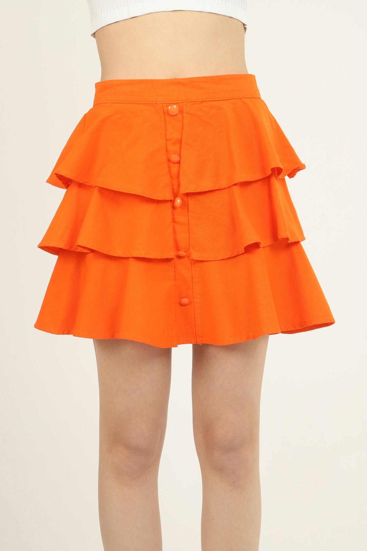 Flounced Denim Skirt