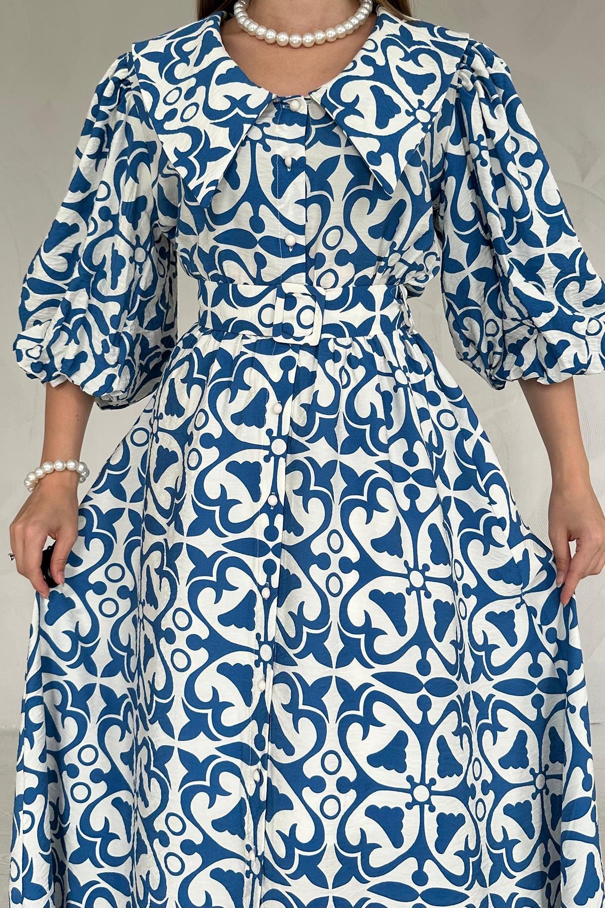 Wide Neck Dress with Slit Skirt