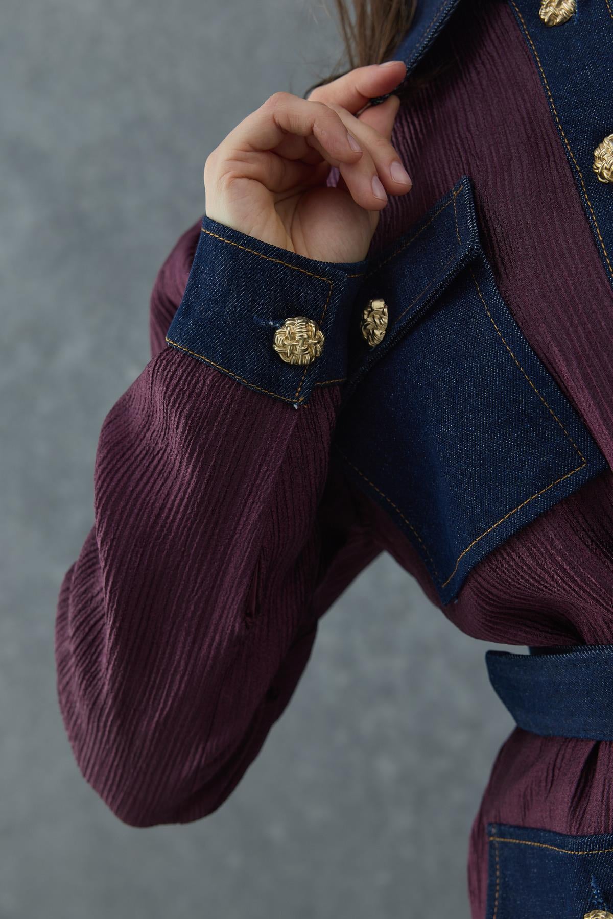 Bordo Garnili Cepli Gömlek ve Pantolon Takım
