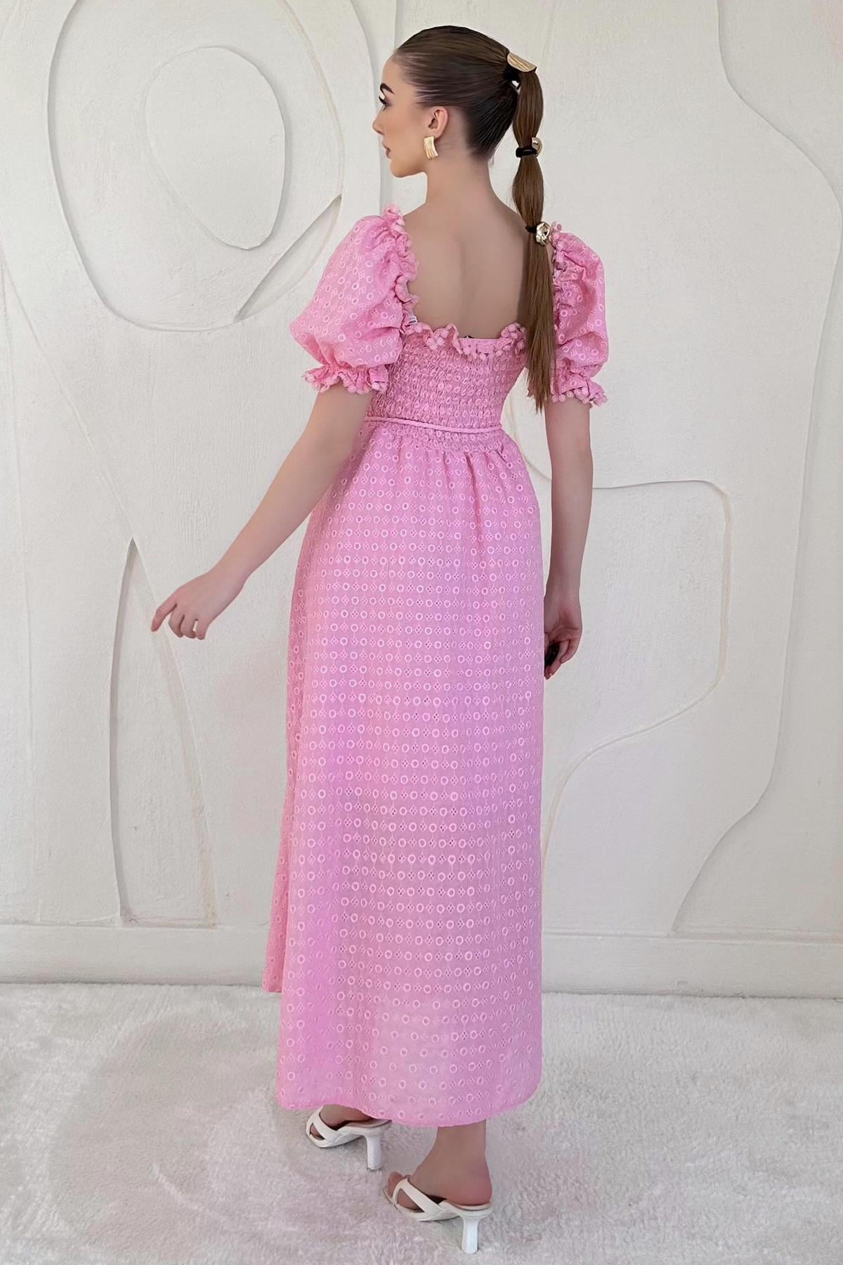 Pembe Gipeli Astarlı Fisto Elbise