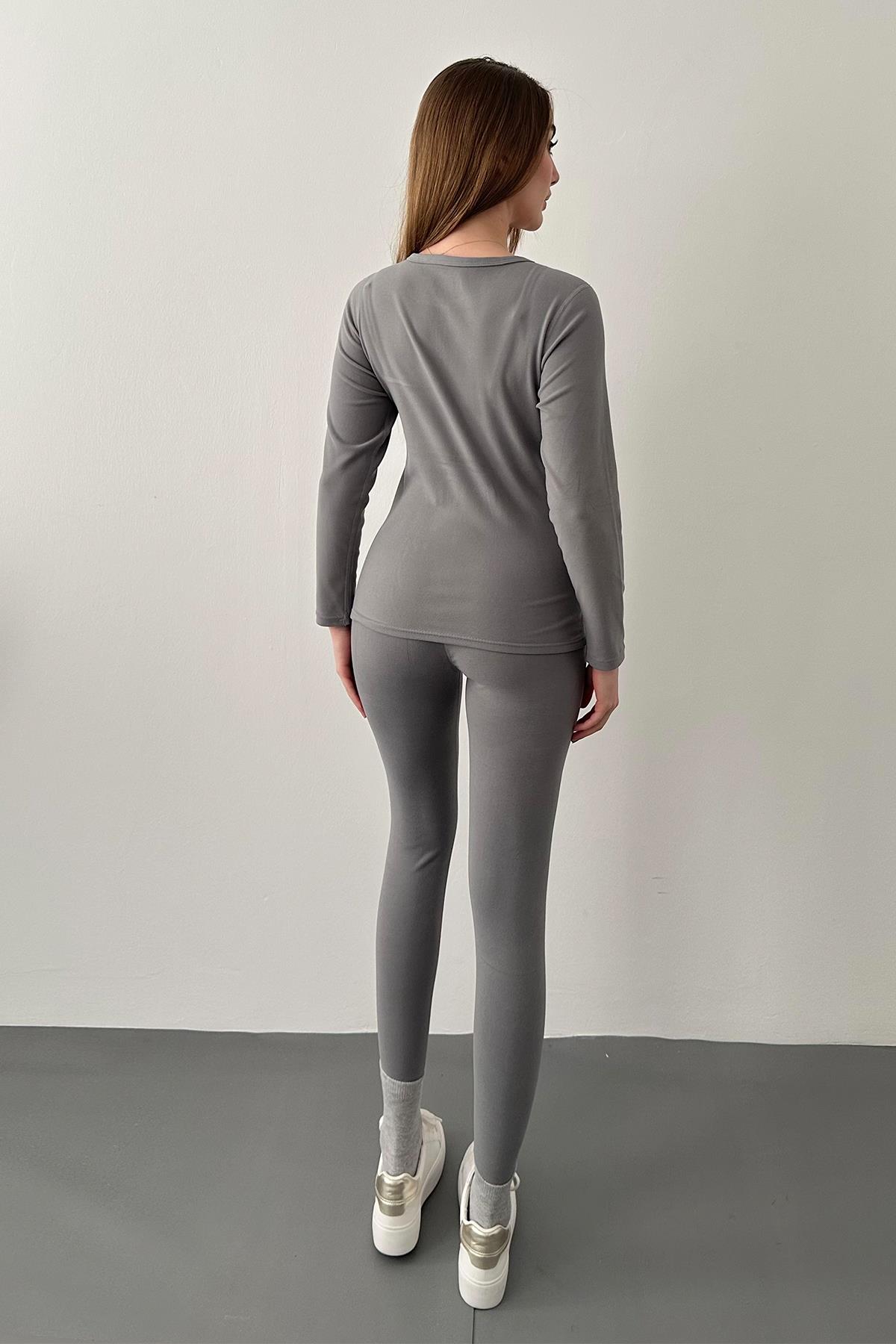 Gri Thermo Fit Termal Takım