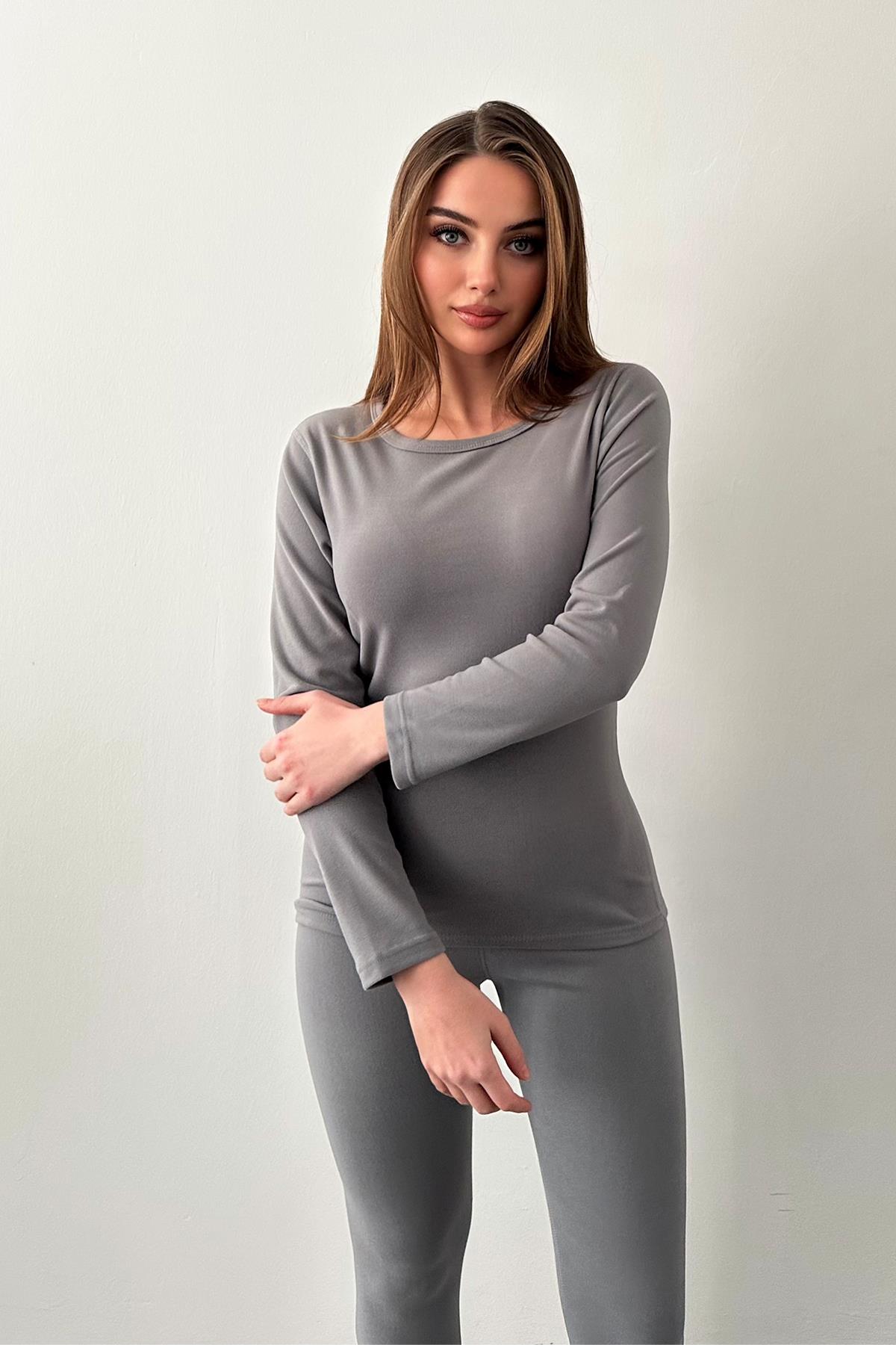 Gri Thermo Fit Termal Takım