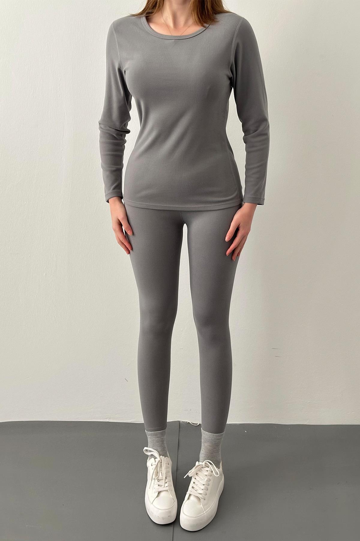 Gri Thermo Fit Termal Takım