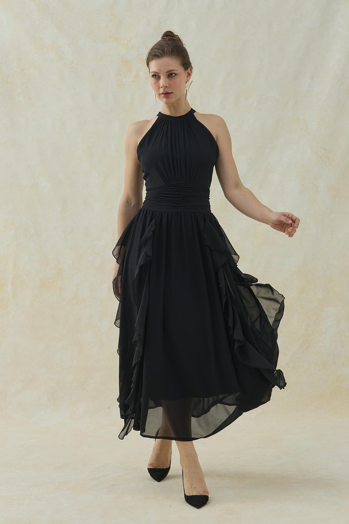 Halter Neck Lined Dress