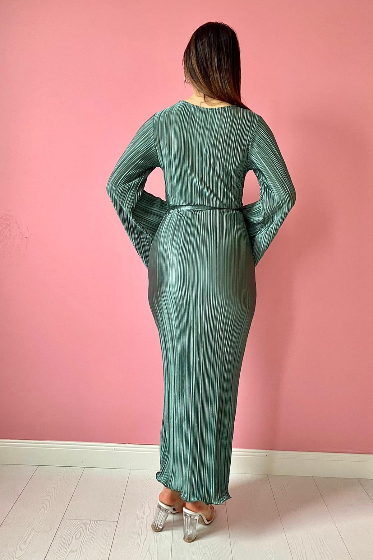 Mint İspanyol Kol Piliseli Elbise