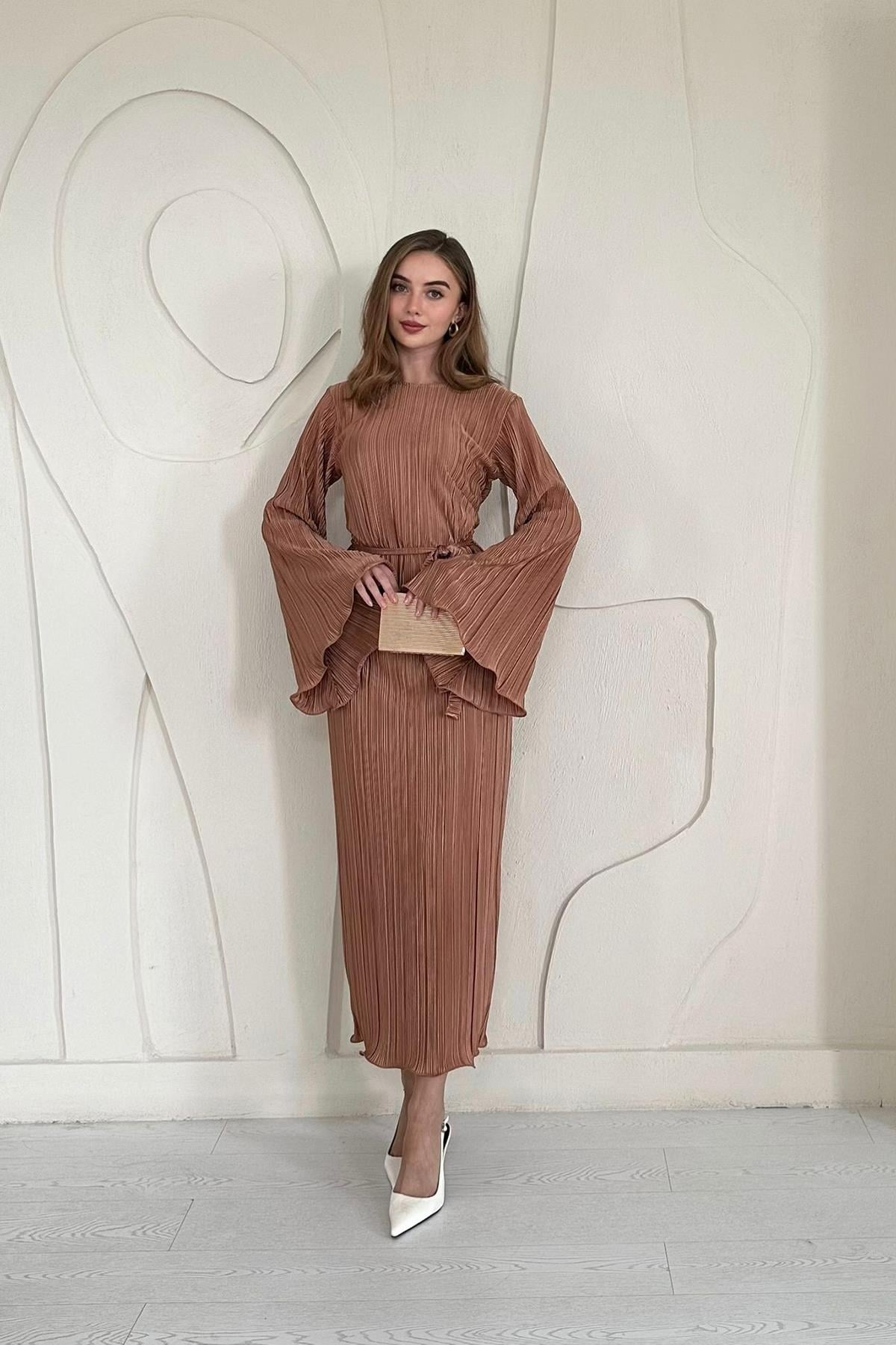 Spanish Sleeve Pleated Dress