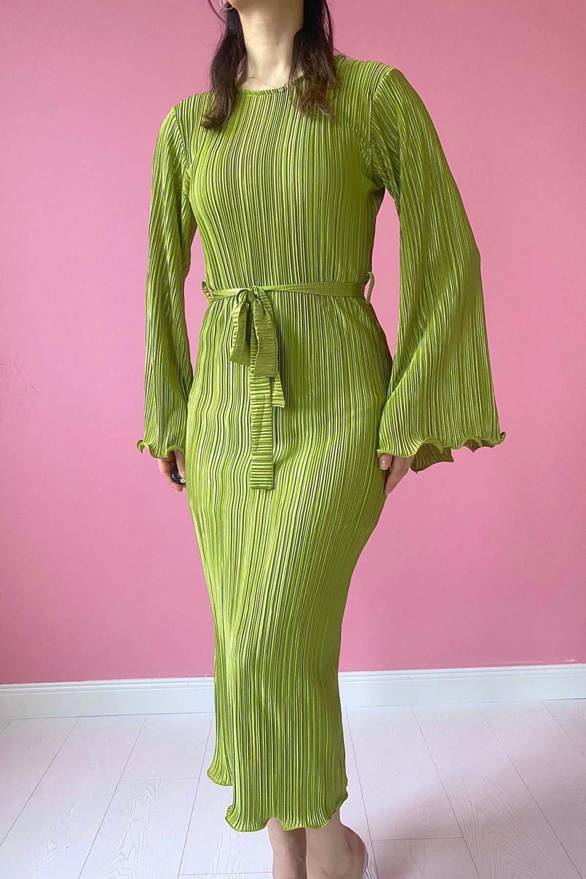 Spanish Sleeve Pleated Dress