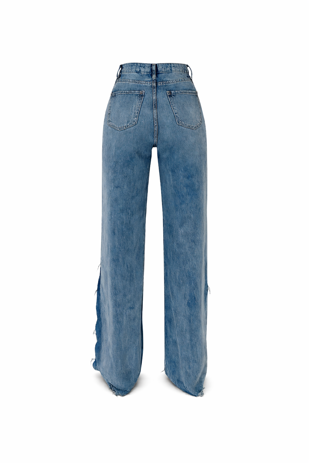 Kar Yıkama Yan Yırtmaçlı Jeans Pantolon