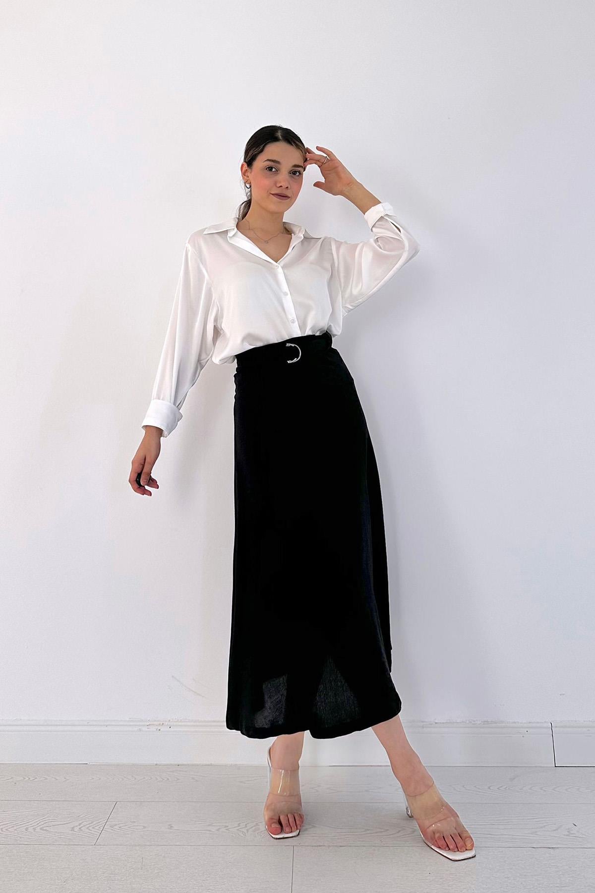 Lined Belt Detailed Skirt