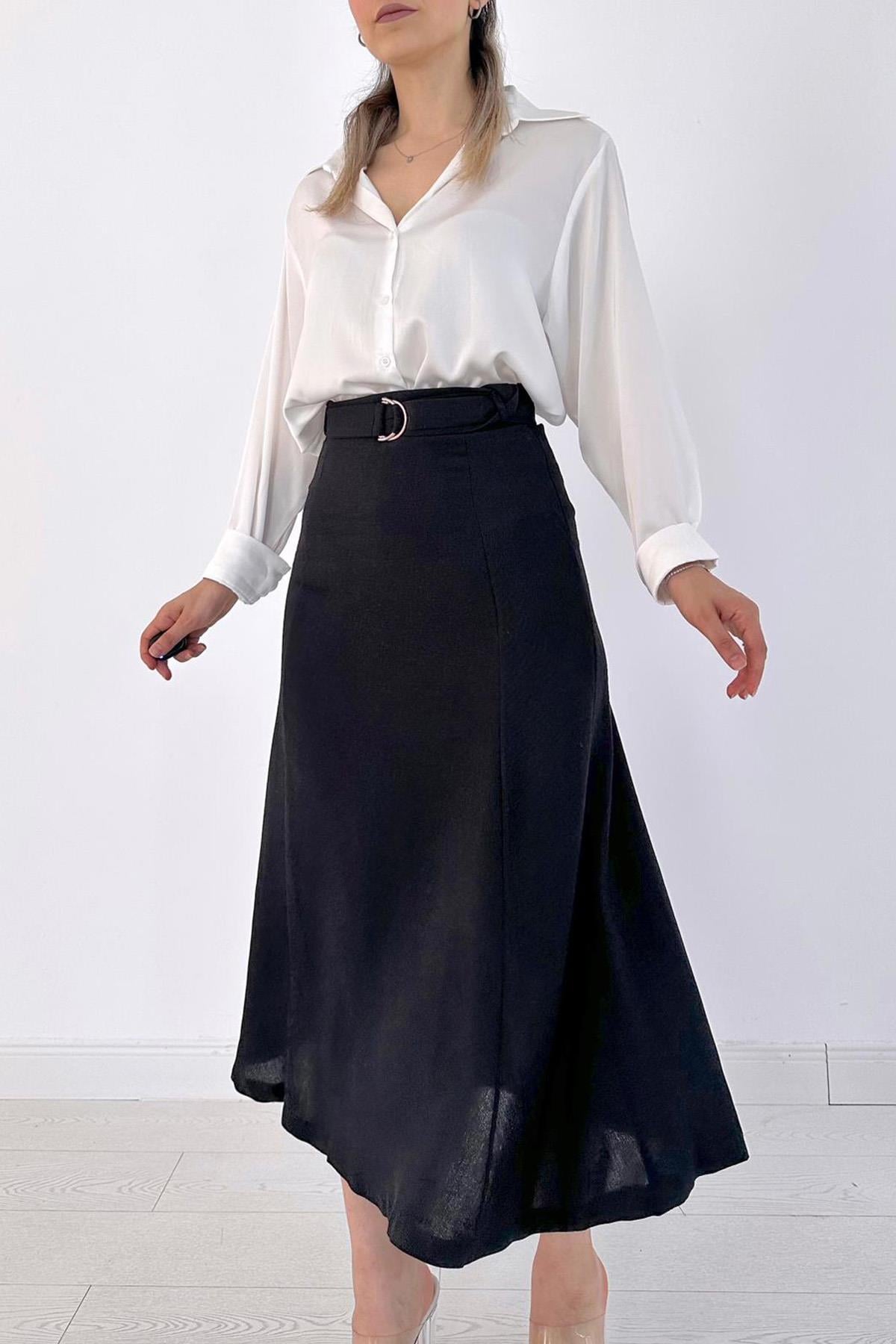 Lined Belt Detailed Skirt